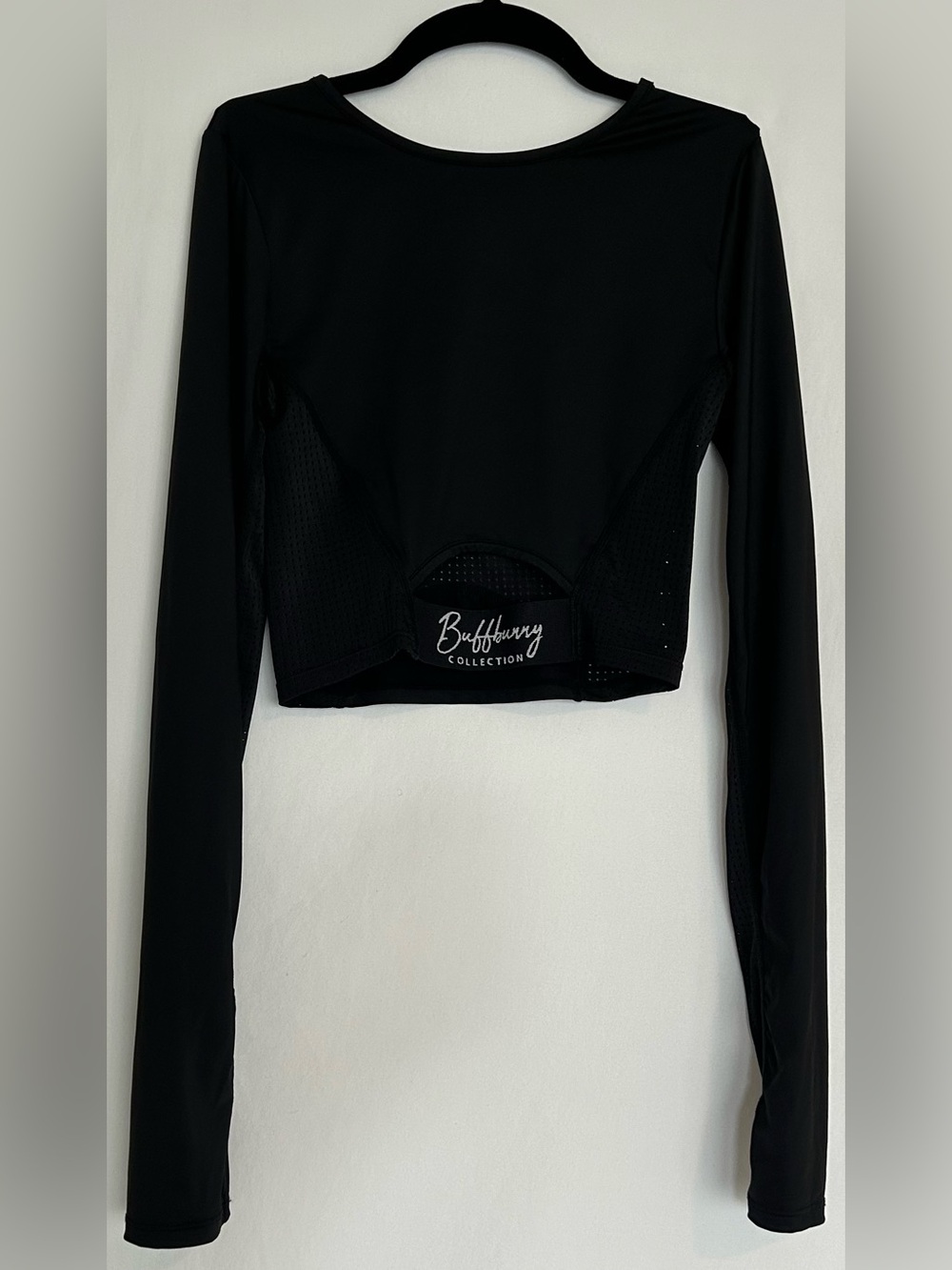 BUNDLE (2)-Buffbunny Wmn SzS Cadi Heather Blue & Black Long Sleeve Mesh Crop Top - Picture 3 of 12